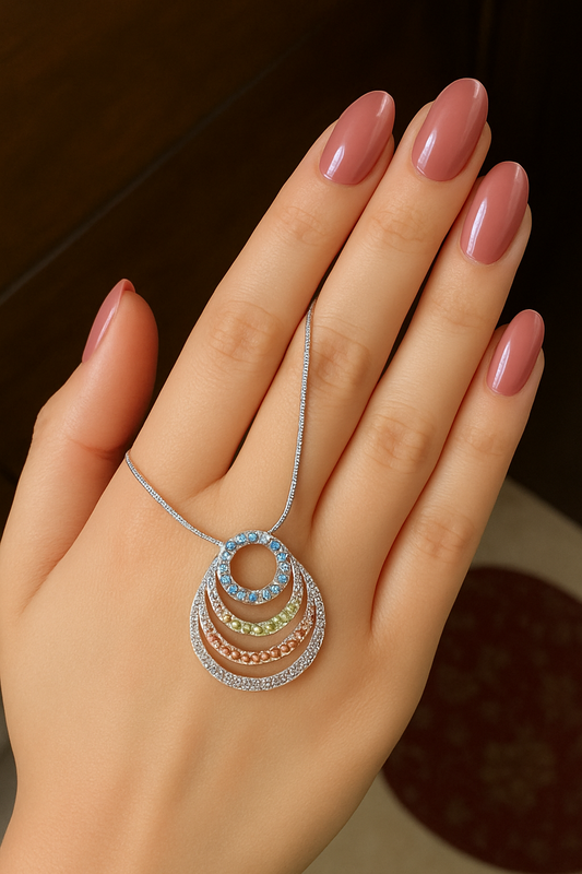 jewellery set, featuring multicolor' crystals that add vibrant elegance