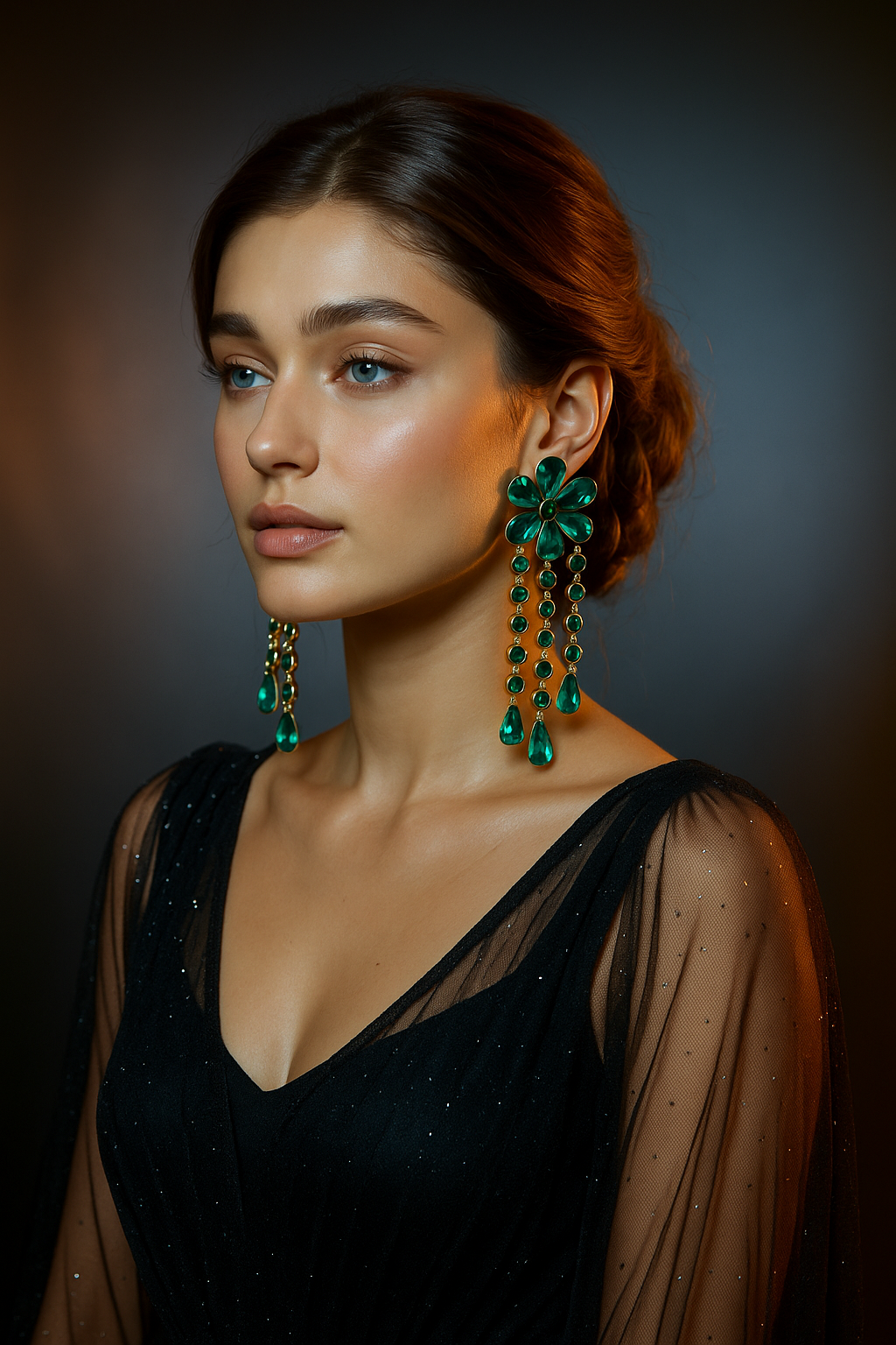 Emerald Green Floral Drop Earrings | Statement Jewelry for Women - ARBANCIA