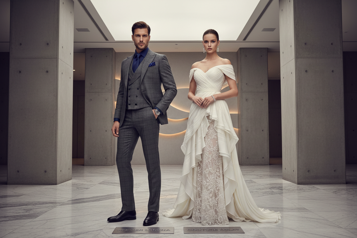 luxury model male and female showing wearing luxury brand dress and image high revolution